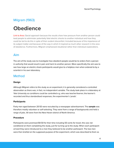 OCR A-LEVEL CORE STUDIES - Social influence revision pack