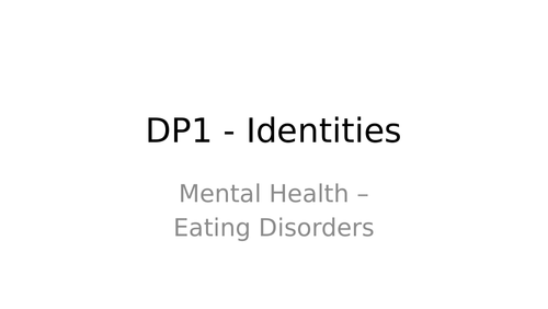 IB English B - Identities - Eating Disorders