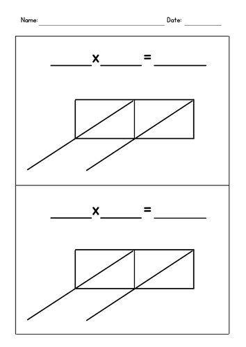 Lattice Multiplication Blank Templates (2-Digit by 1-Digit)