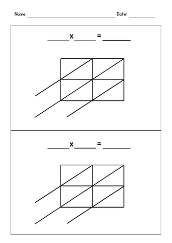 Lattice Multiplication Blank Templates (2-Digit by 2-Digit)