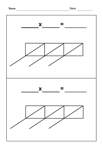 Lattice Multiplication Blank Templates (3-Digit by 1-Digit)