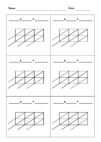 Lattice Multiplication Blank Templates (3-Digit by 2-Digit)