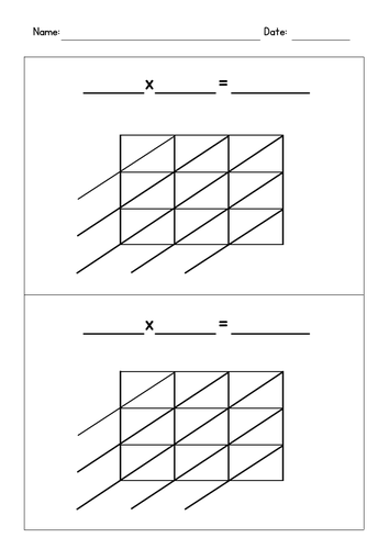 Lattice Multiplication Blank Templates (3-Digit by 3-Digit)