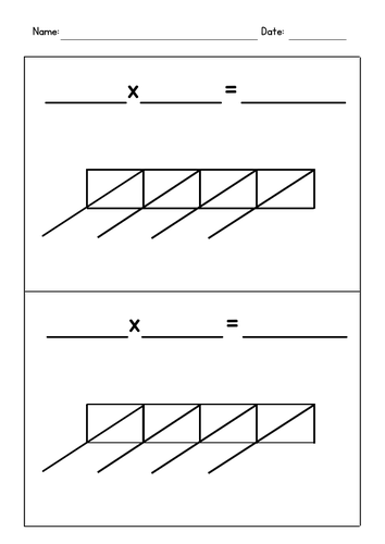 Lattice Multiplication Blank Templates (4-Digit by 1-Digit)