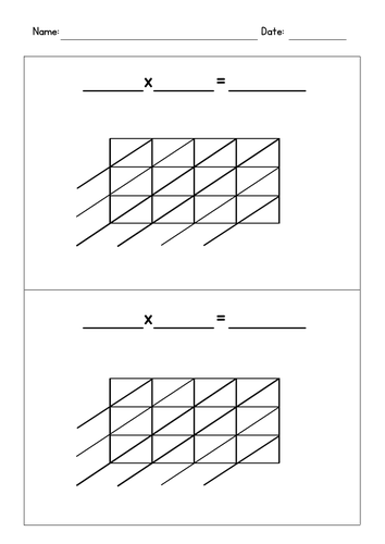 Lattice Multiplication Blank Templates (4-Digit by 3-Digit)