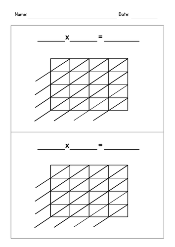 Lattice Multiplication Blank Templates (4-Digit by 4-Digit)