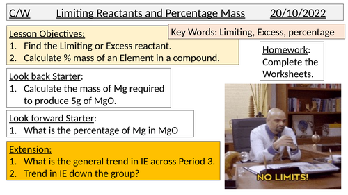 Limiting reactants and percentage mass A LEVEL