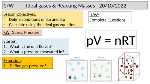 Ideal gases A LEVEL