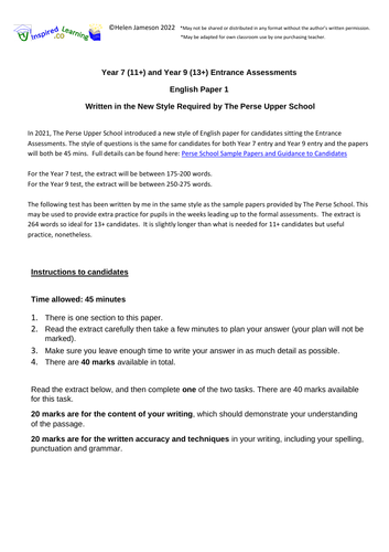 Mock English Paper, New Style, Perse Upper School