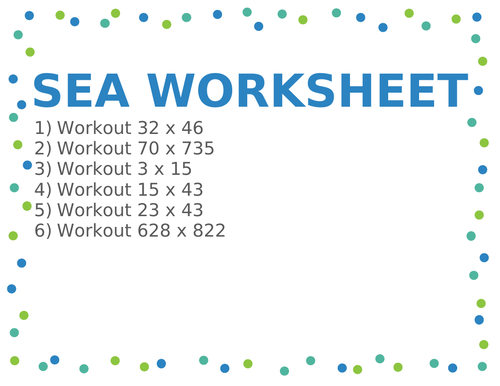 SEA WORKSHEET 2