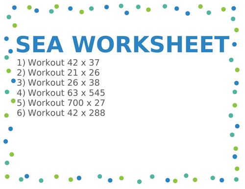 SEA WORKSHEET 3