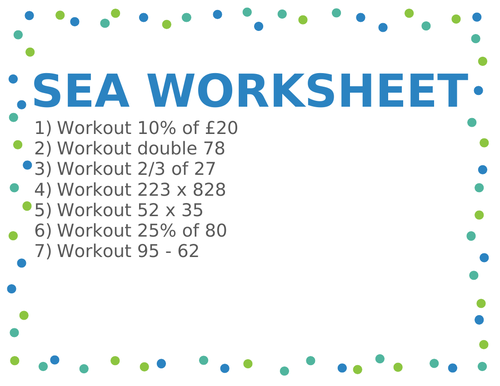 SEA WORKSHEET 4