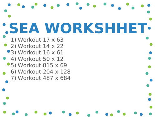 SEA WORKSHEET 10