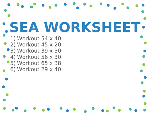 SEA WORKSHEET 13