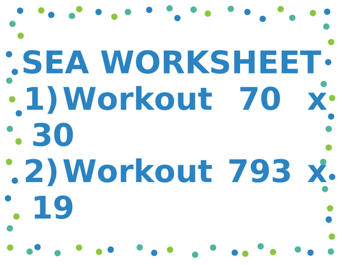 SEA WORKSHEET 15