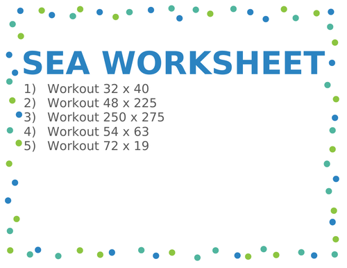 SEA WORKSHEET 26