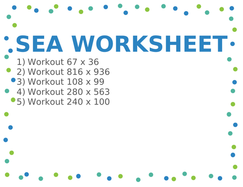 SEA WORKSHEET 27