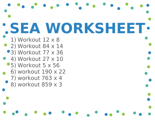 SEA WORKSHEET 28