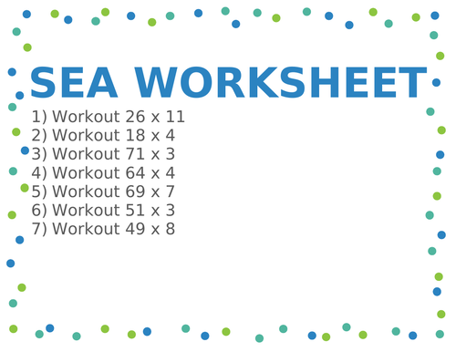 SEA WORKSHEET 29