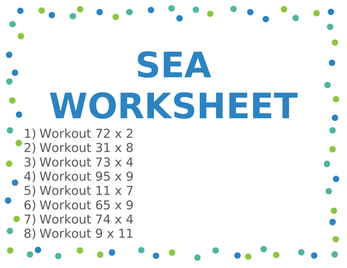 SEA WORKSHEET 30 | Teaching Resources