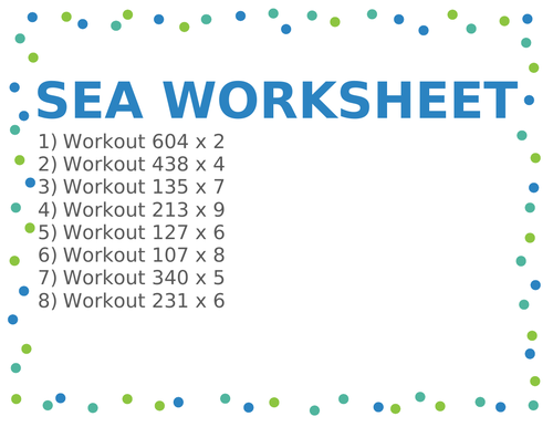 SEA WORKSHEET 34