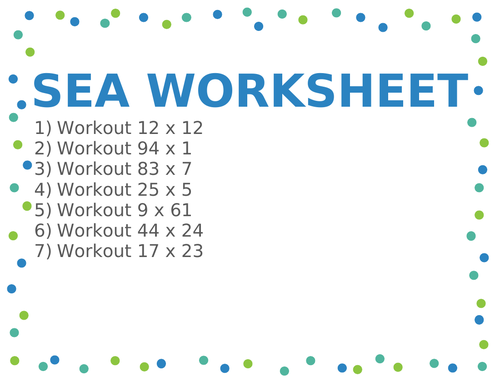 SEA WORKSHEET 36