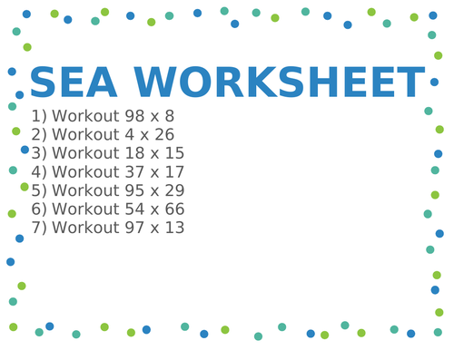 SEA WORKSHEET 37