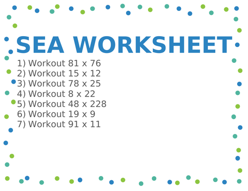 SEA WORKSHEET 38