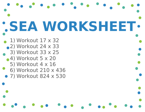 SEA WORKSHEET 39