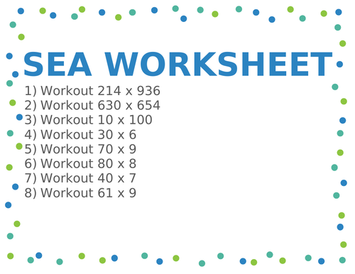 SEA WORKSHEET 41