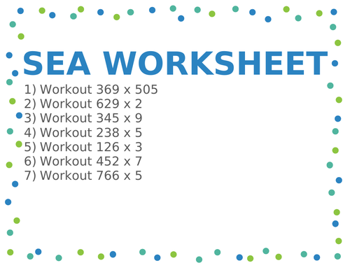 SEA WORKSHEET 42