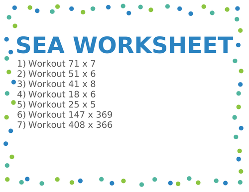 SEA WORKSHEET 45