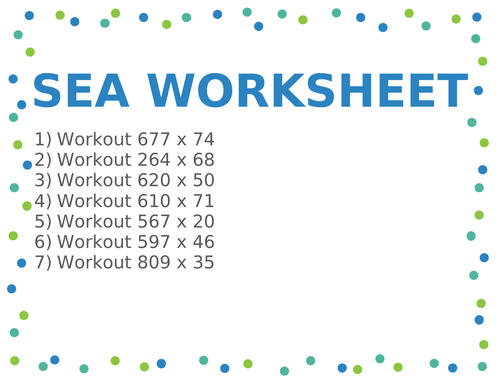 SEA WORKSHEET 51