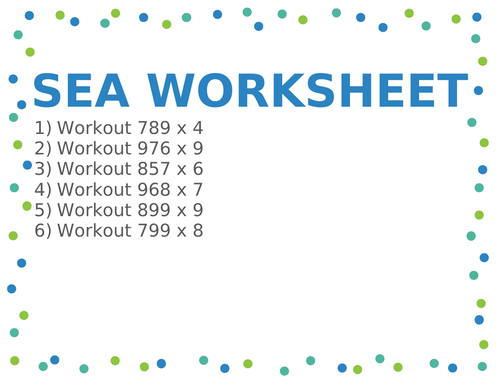 SEA WORKSHEET 52