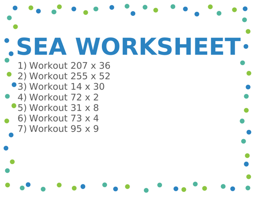 SEA WORKSHEET 54