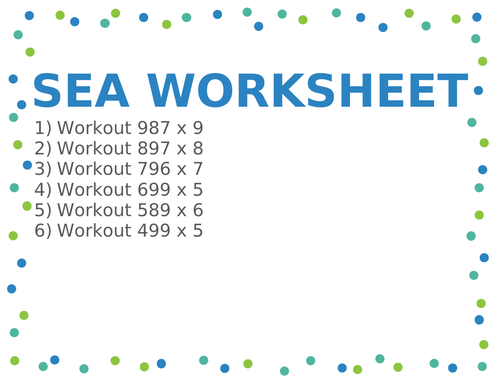 SEA WORKSHEET 55