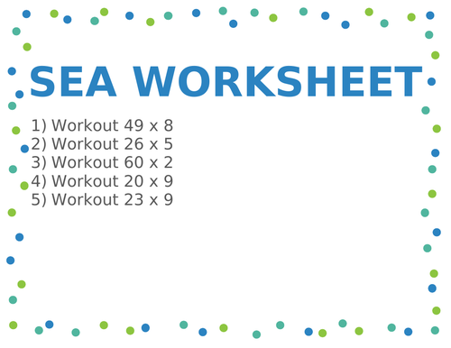 SEA WORKSHEET 56