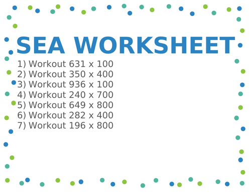 SEA WORKSHEET 63