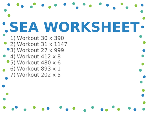 SEA WORKSHEET 65