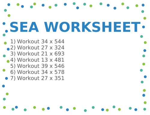 SEA WORKSHEET 66