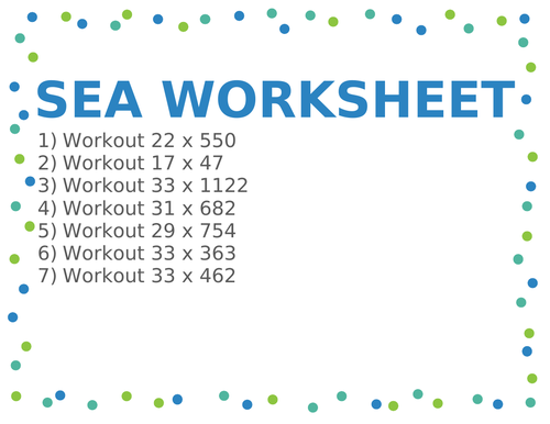 SEA WORKSHEET 69