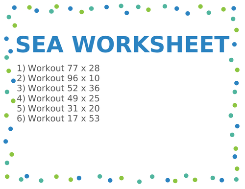 SEA WORKSHEET 70