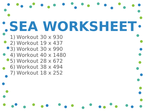 SEA WORKSHEET 71