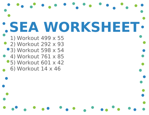 SEA WORKSHEET 74