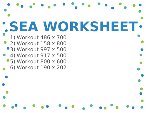 SEA WORKSHEET 75