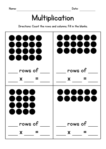 Multiplication Dots Worksheets