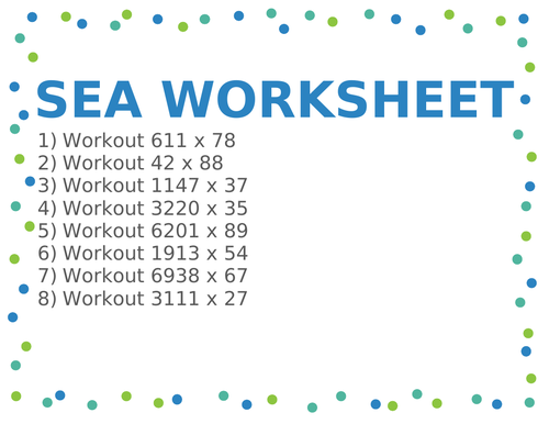 SEA WORKSHEET 77