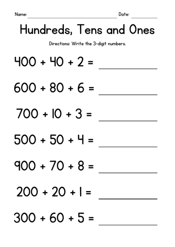 Place Value Hundreds Tens And Ones Teaching Resources