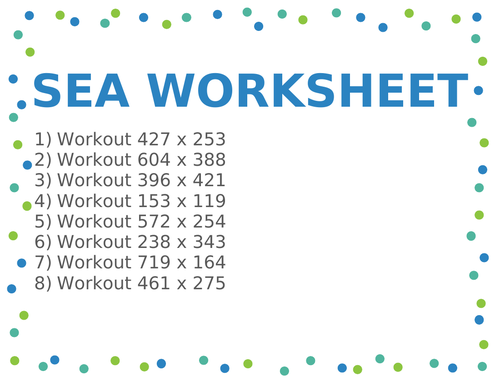 SEA WORKSHEET 80