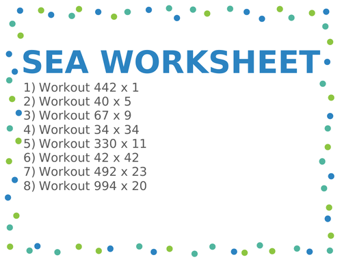 SEA WORKSHEET 83